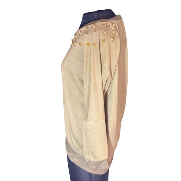 Gold Studded Olive Sweatshirt Pullover By Forever 21 Medium Size - Picture 2 of 9